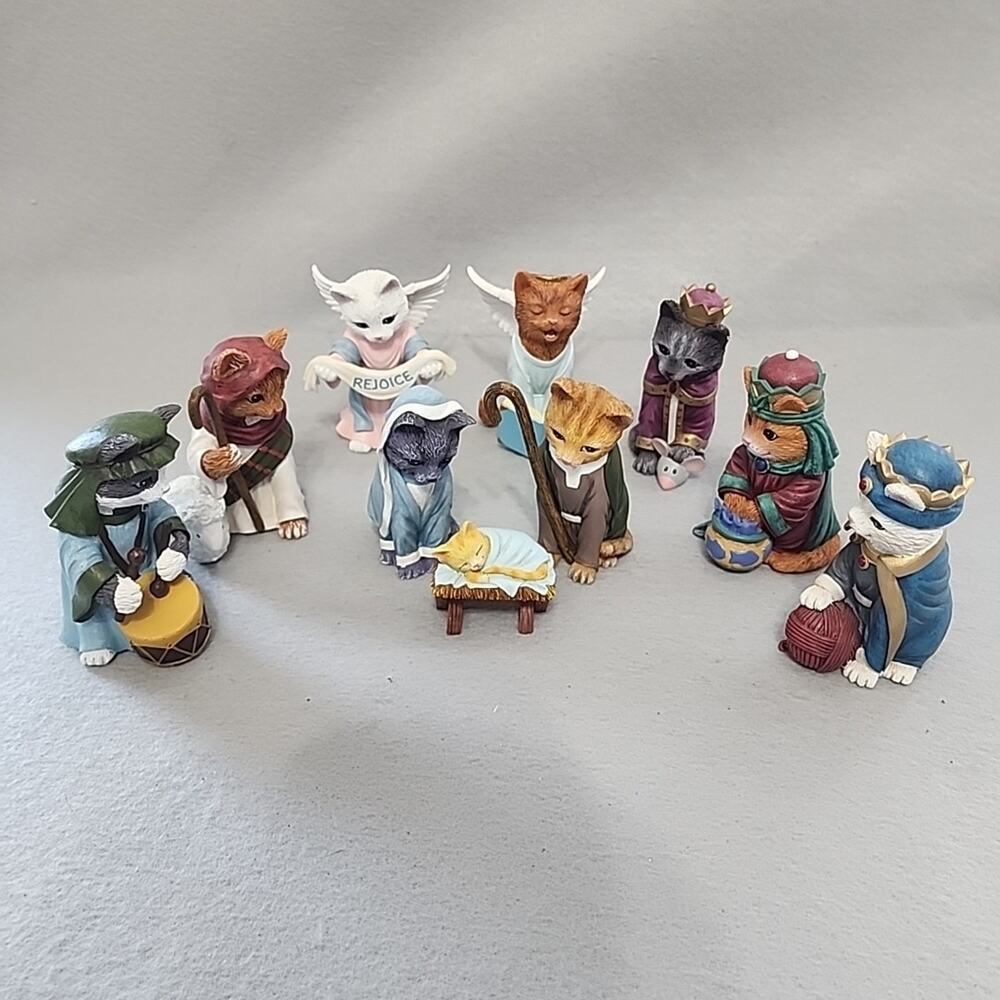 Kitten Cat 10pc Nativity Hawthorne Village PURR-fect Christmas Pageant Numbered